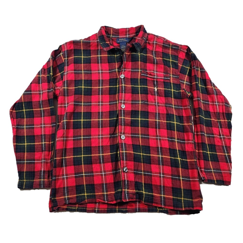 Polo Ralph Lauren Flannel Shirt Mens Medium Red Lumberjack Button Outdoors